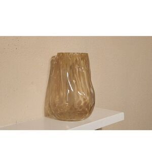 Amber Swirl Glass Vase | Modern Neutral Home Décor | 10” Statement Piece